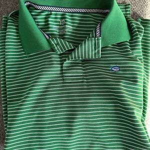 Southern Tide Boys L green and white stripe polo